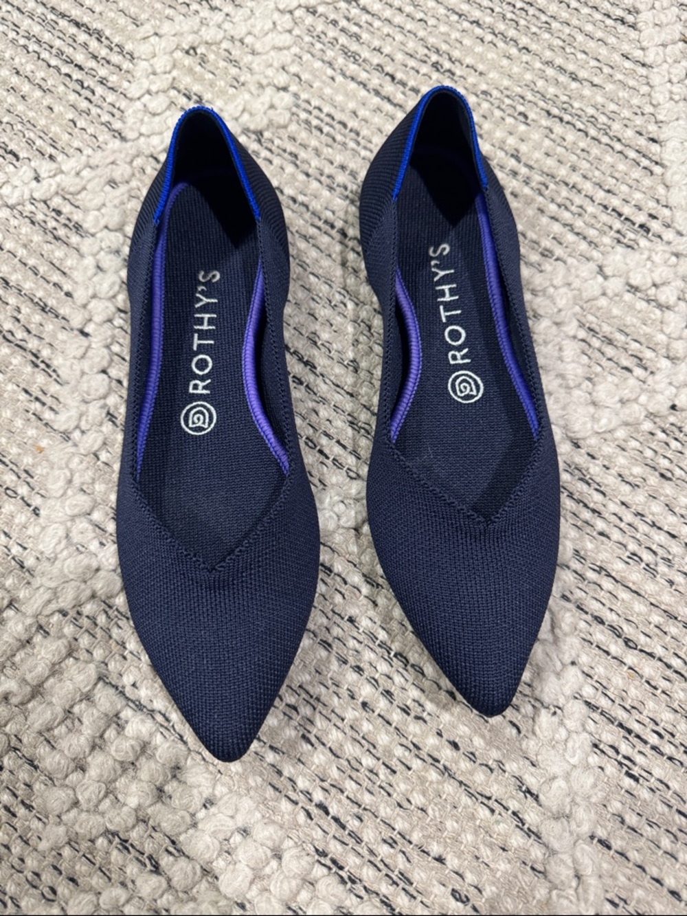 Rothy's Pointed Knit Flats in Navy